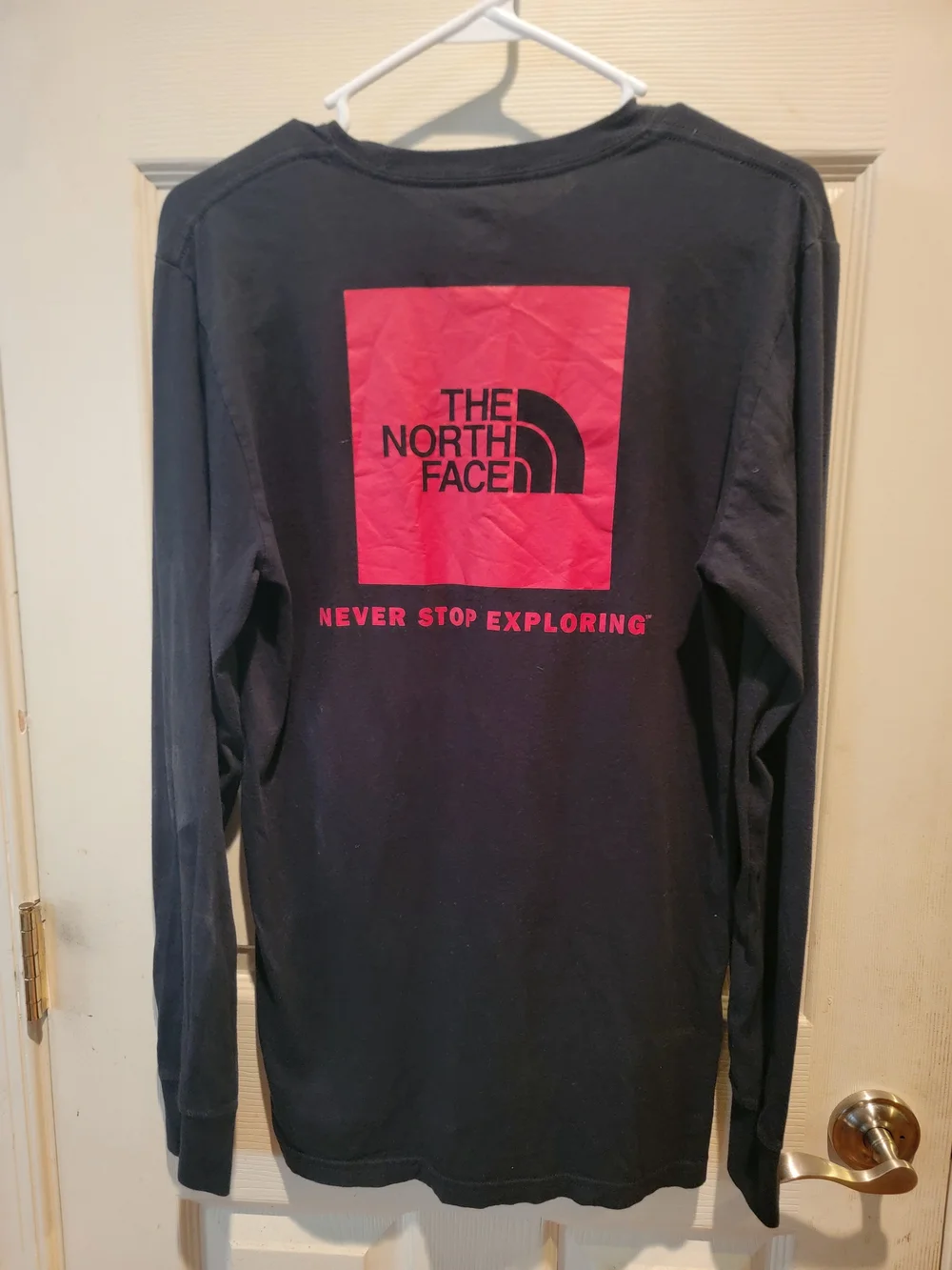 The North Face Men’s Long-Sleeve Tee — Black with Red Logo